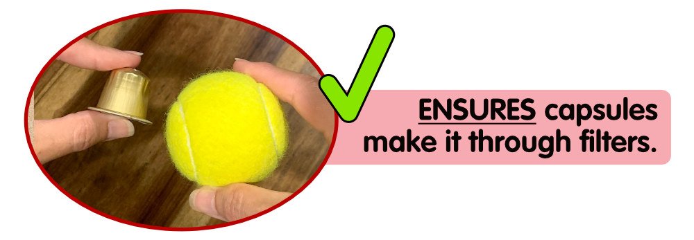 Ensures aluminium capsules make it through filters at material recycling facilities